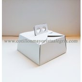 Caja Mini Torta con manija (base12,5x12,5 -alto 6cm) x 10
